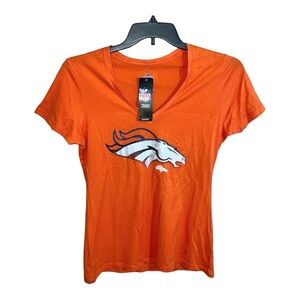 NFL Team Apparel Graphic T-Shirt Women’s Size M Orange Blue Denver Broncos New